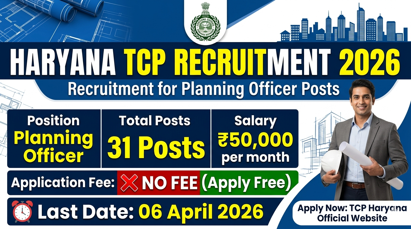 Haryana TCP Planning Officer Vacancy 2026 | Apply Now