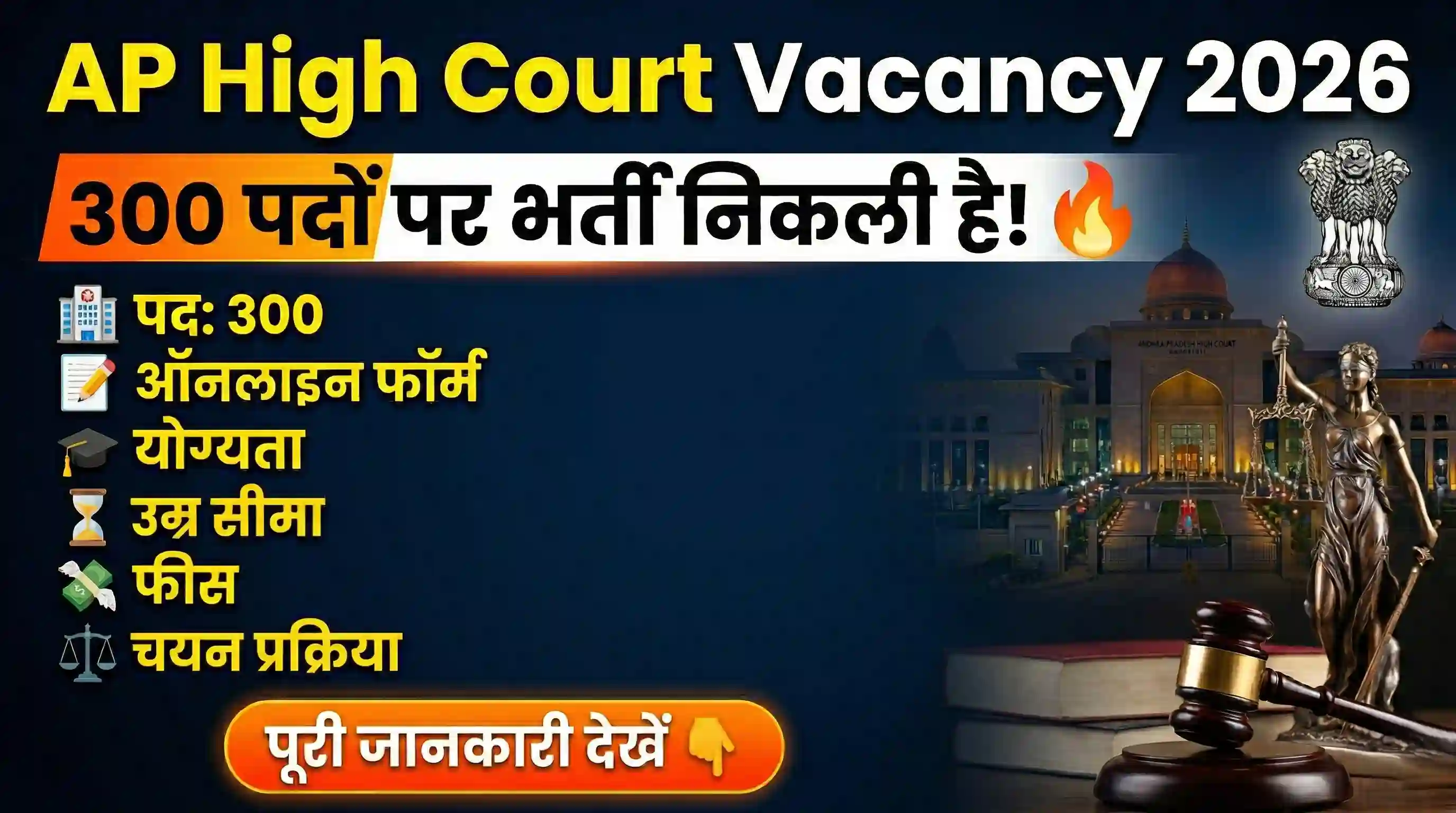 AP High Court Vacancy 2026 | टोटल पद 300 | Online Form